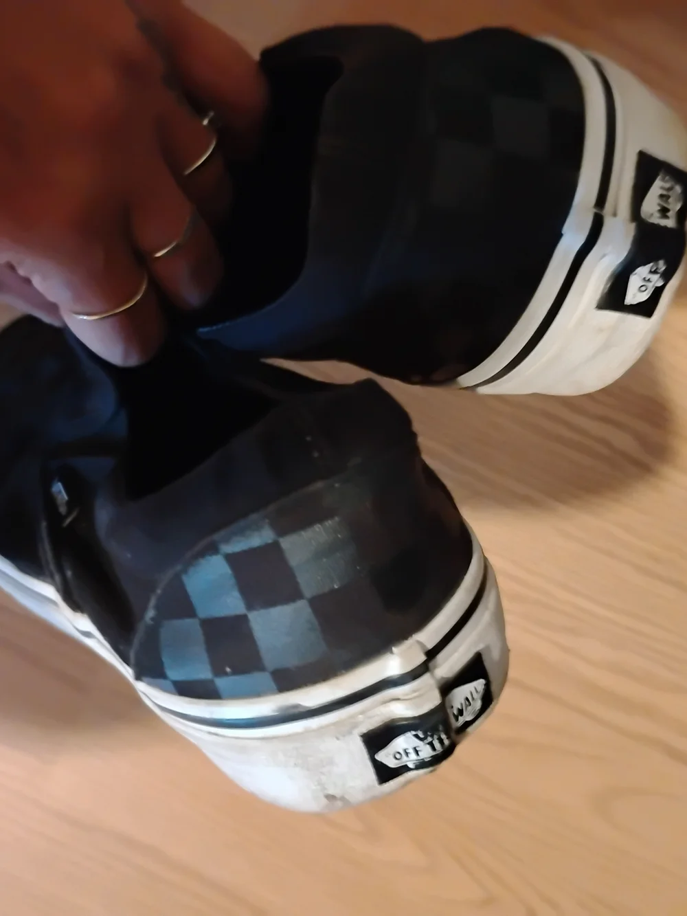 Black Checkered Slip-On Canvas Shoes -